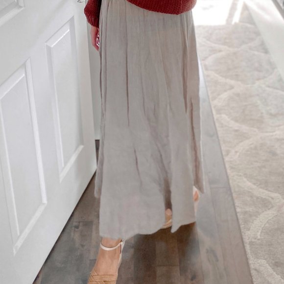 100% Linen Maxi Skirt in Gray Color, size M - Picture 5 of 5